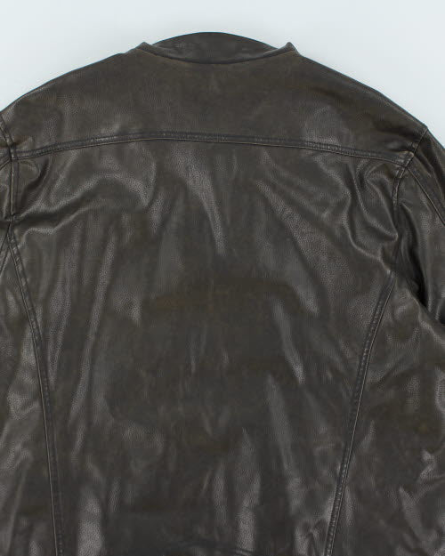 Vintage Y2K G21 Striped Leather Jacket - L