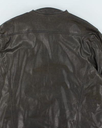 Vintage Y2K G21 Striped Leather Jacket - L