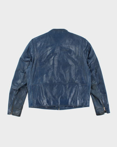 Vintage Y2K Hilfiger Blue Leather Jacket - M