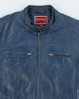 Vintage Y2K Hilfiger Blue Leather Jacket - M
