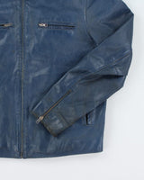 Vintage Y2K Hilfiger Blue Leather Jacket - M