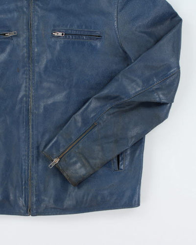 Vintage Y2K Hilfiger Blue Leather Jacket - M