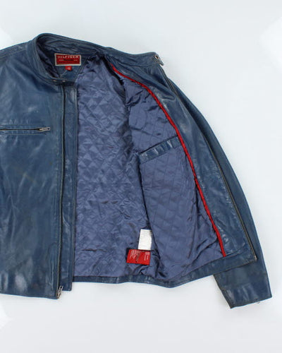 Vintage Y2K Hilfiger Blue Leather Jacket - M