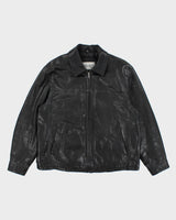 Vintage Collared Leather Harrington Jacket - L