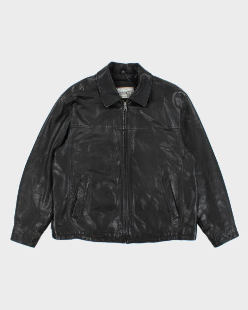 Vintage Collared Leather Harrington Jacket - L