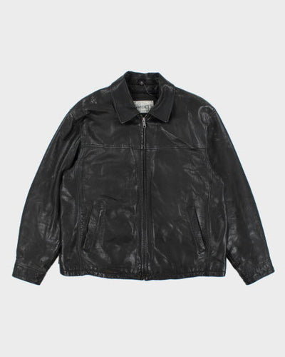 Vintage Collared Leather Harrington Jacket - L