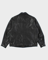 Vintage Collared Leather Harrington Jacket - L