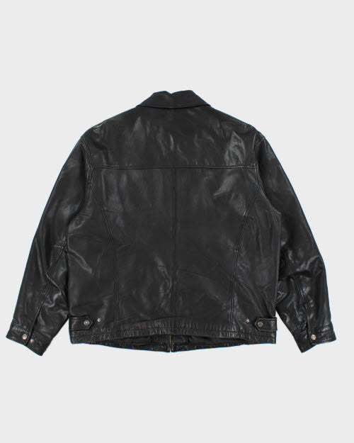 Vintage Collared Leather Harrington Jacket - L