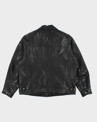 Vintage Collared Leather Harrington Jacket - L