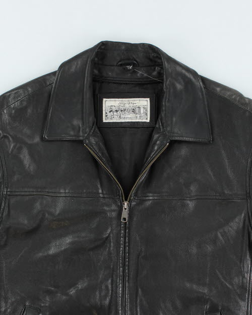 Vintage Collared Leather Harrington Jacket - L