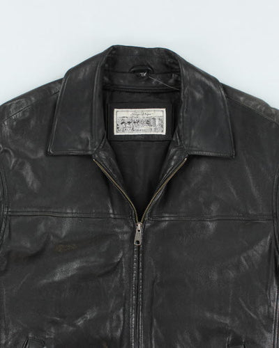 Vintage Collared Leather Harrington Jacket - L