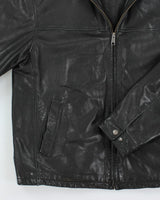 Vintage Collared Leather Harrington Jacket - L