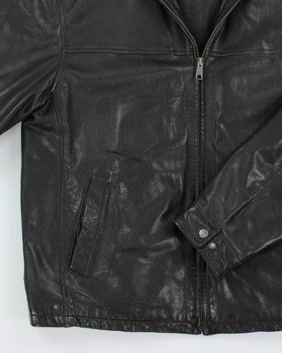 Vintage Collared Leather Harrington Jacket - L