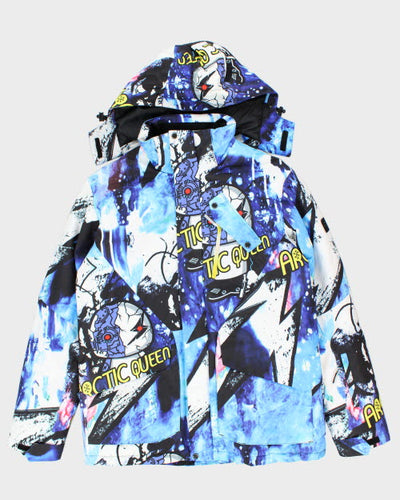Vintage Arctic Queen All Over Print Hooded Puffer Jacket - XL