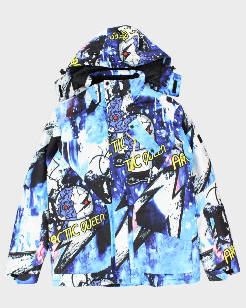 Vintage Arctic Queen All Over Print Hooded Puffer Jacket - XL