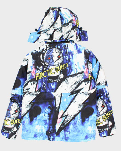 Vintage Arctic Queen All Over Print Hooded Puffer Jacket - XL