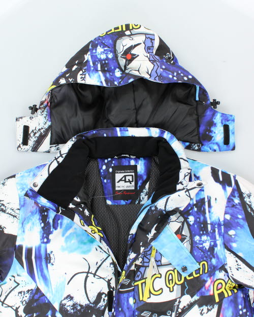 Vintage Arctic Queen All Over Print Hooded Puffer Jacket - XL