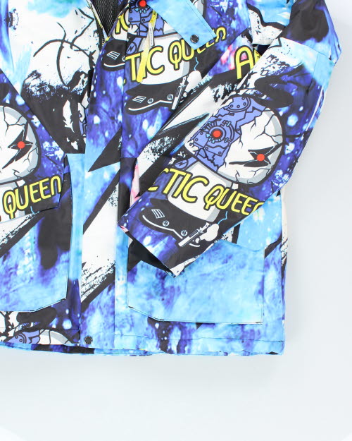 Vintage Arctic Queen All Over Print Hooded Puffer Jacket - XL
