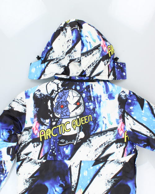 Vintage Arctic Queen All Over Print Hooded Puffer Jacket - XL