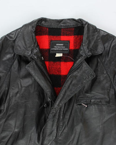 Vintage 80's Sears Heavyweight Striped Leather Jacket - XL