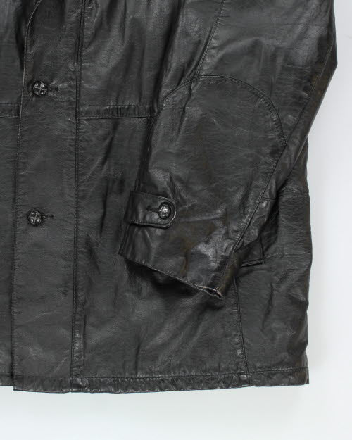 Vintage 80's Sears Heavyweight Striped Leather Jacket - XL