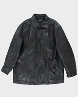 Vintage Men's GAP Heavyweight Button Up Leather Jacket - XL