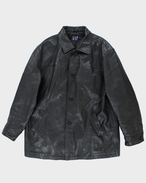 Vintage Men's GAP Heavyweight Button Up Leather Jacket - XL