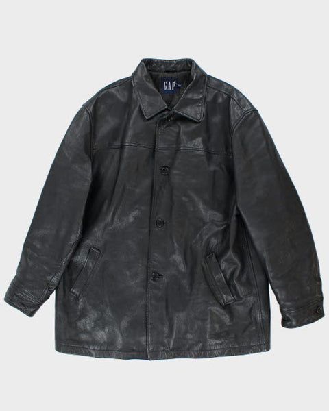 Vintage Men's GAP Heavyweight Button Up Leather Jacket - XL – Rokit