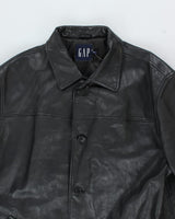Vintage Men's GAP Heavyweight Button Up Leather Jacket - XL