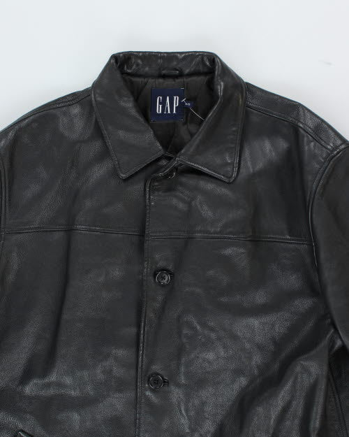Vintage Men's GAP Heavyweight Button Up Leather Jacket - XL