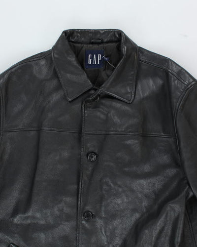 Vintage Men's GAP Heavyweight Button Up Leather Jacket - XL