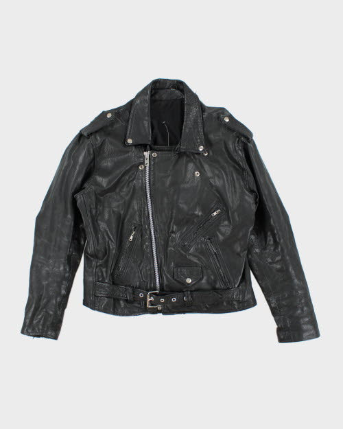 Vintage Men's Heavyweight Leather Biker Jacket - L
