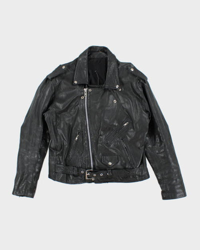 Vintage Men's Heavyweight Leather Biker Jacket - L