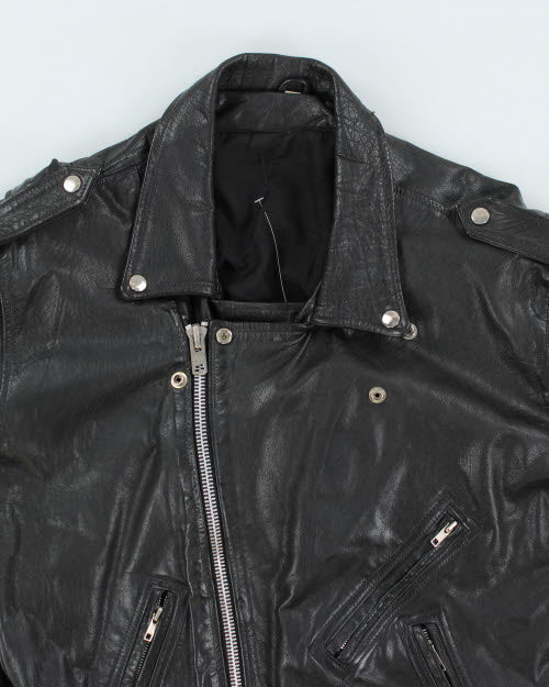 Vintage Men's Heavyweight Leather Biker Jacket - L