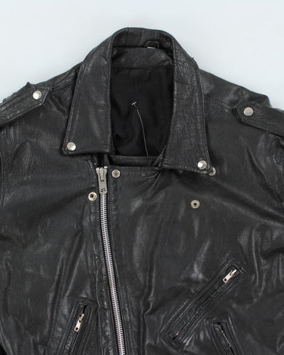 Vintage Men's Heavyweight Leather Biker Jacket - L