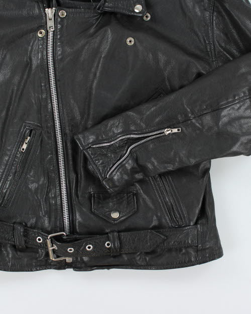 Vintage Men's Heavyweight Leather Biker Jacket - L