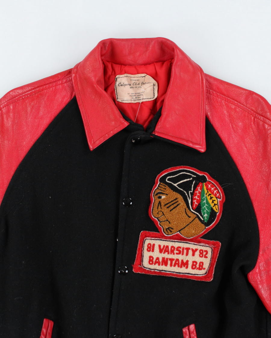 Vintage 80's Heavyweight Embroidered Varsity Jacket - M