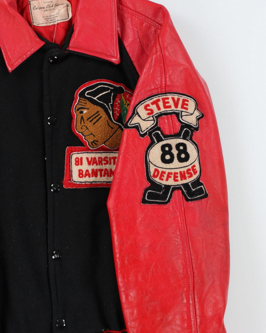 Vintage 80's Heavyweight Embroidered Varsity Jacket - M