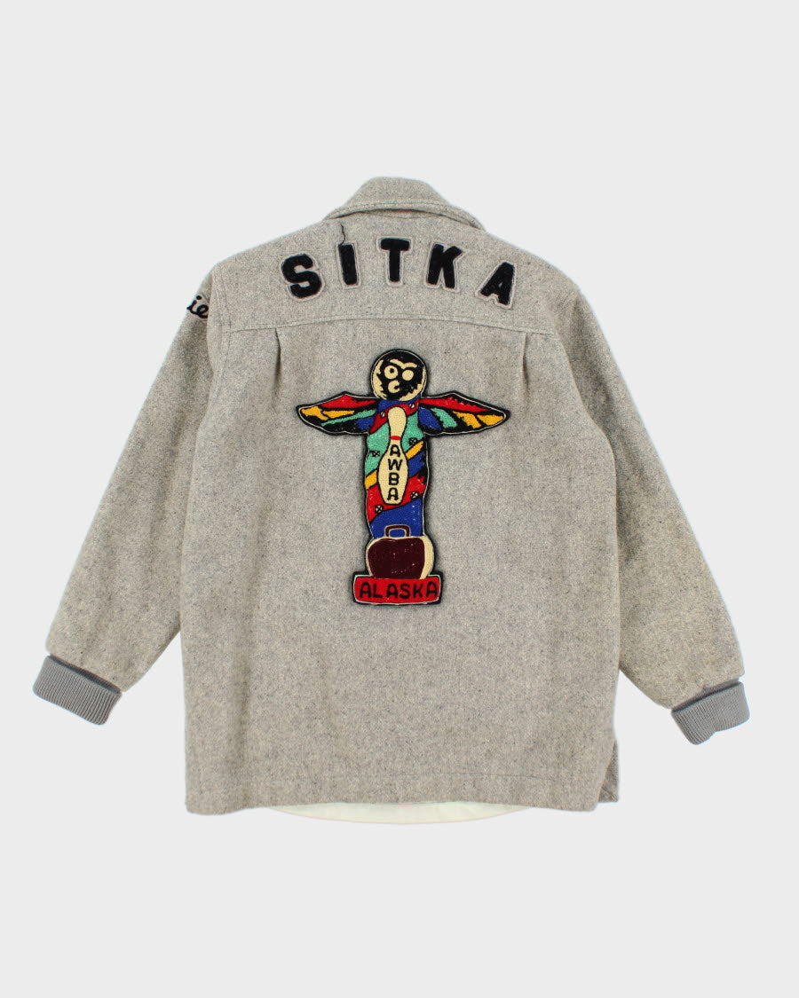Vintage 80's Heavyweight Embroidered Bowling Varsity Jacket - M