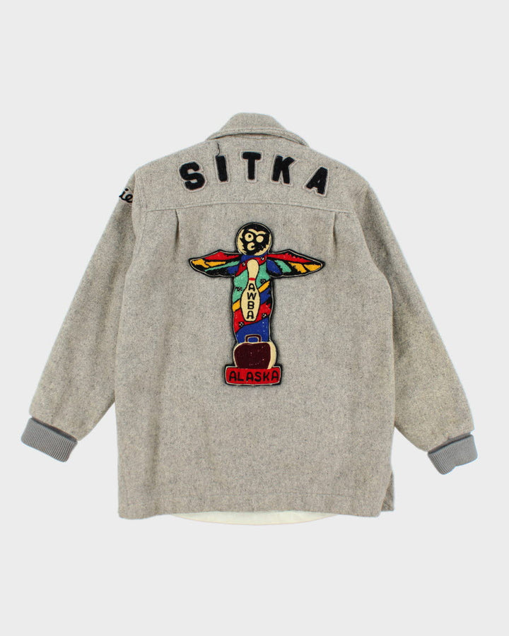 Vintage 80's Heavyweight Embroidered Bowling Varsity Jacket - M