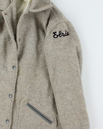 Vintage 80's Heavyweight Embroidered Bowling Varsity Jacket - M