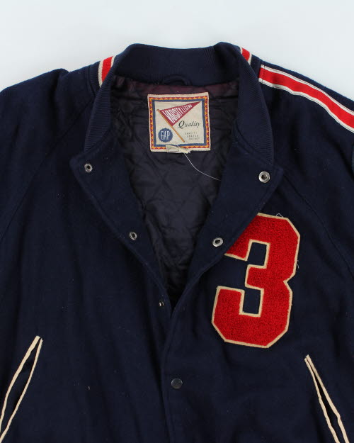 Vintage 90's GAP Embroidered Varsity Football Jacket - M