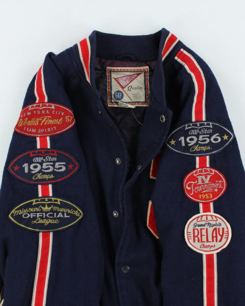 Vintage 90's GAP Embroidered Varsity Football Jacket - M