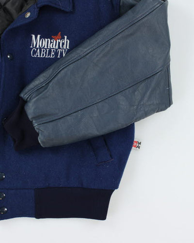 Vintage 90's Embroidered Varsity Football Jacket - M