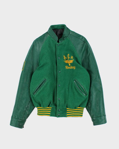 Vintage 80's Embroidered Hockey Varsity Jacket - L