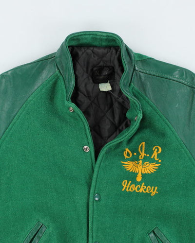 Vintage 80's Embroidered Hockey Varsity Jacket - L