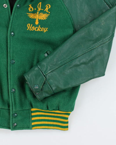 Vintage 80's Embroidered Hockey Varsity Jacket - L