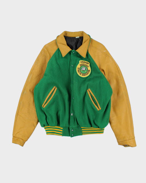 Vintage 80's Calgary Hockey Embroidered Varsity Jacket - L