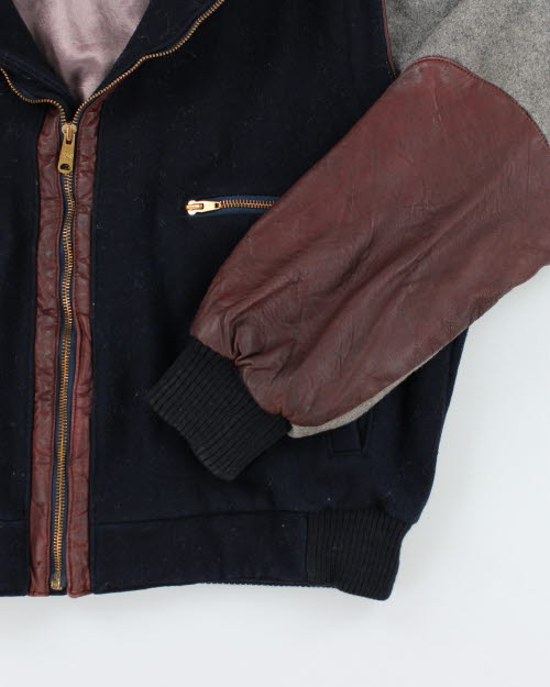 Vintage 80's Heavyweight Zip Up Varsity Jacket - M