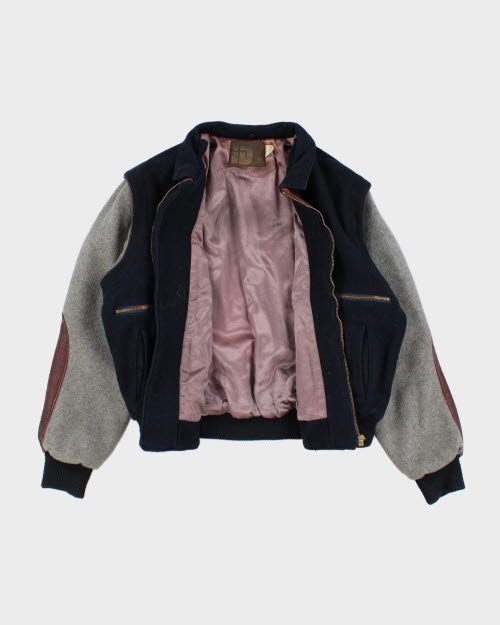 Vintage 80's Heavyweight Zip Up Varsity Jacket - M
